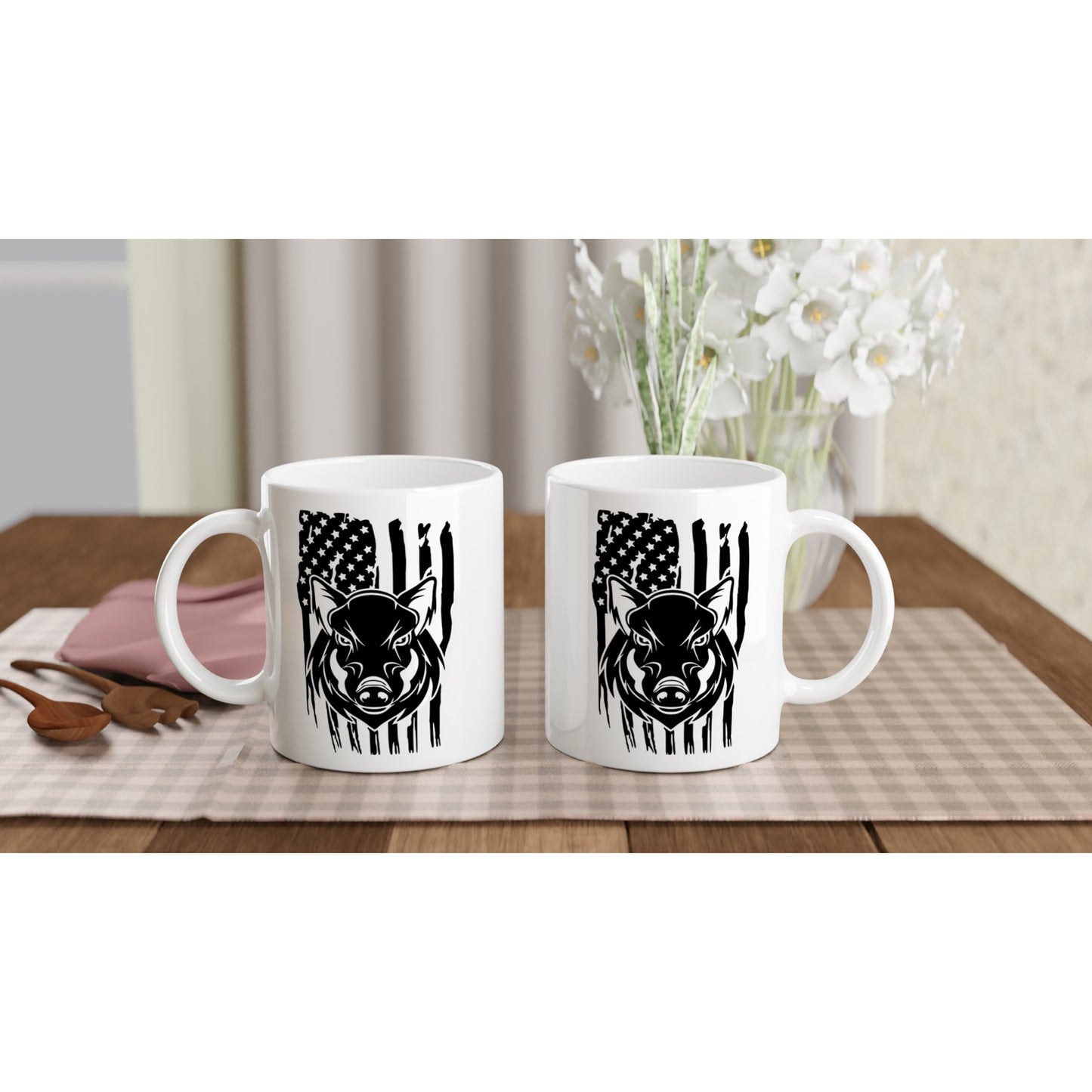 US Flag Hog Hunting Coffee Mug