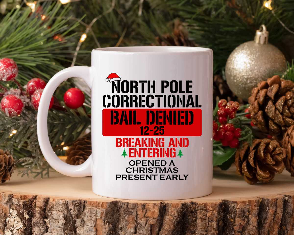 North Pole Correctional Breaking And Entering Christmas Coffee Mug