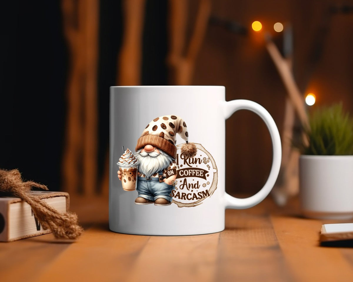 I Run On Coffee And Sarcasm Coffee Themed Coffee Mug