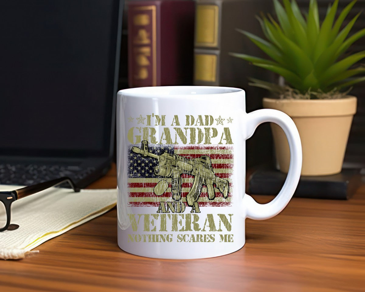 I'm A Dad, Grandpa And A Veteran Nothing Scares Me Grandpa Coffee Mug
