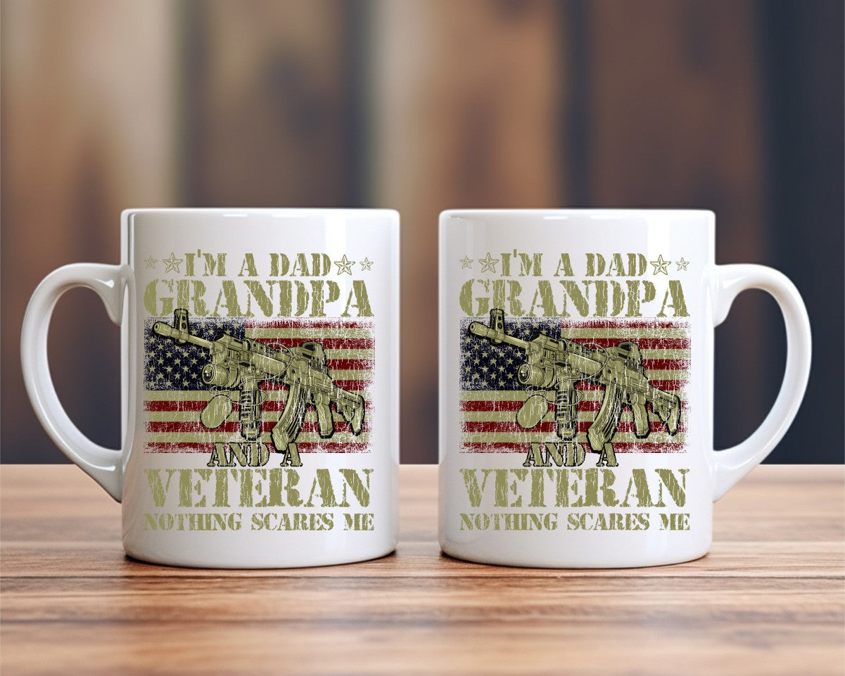 I'm A Dad, Grandpa And A Veteran Nothing Scares Me Grandpa Coffee Mug