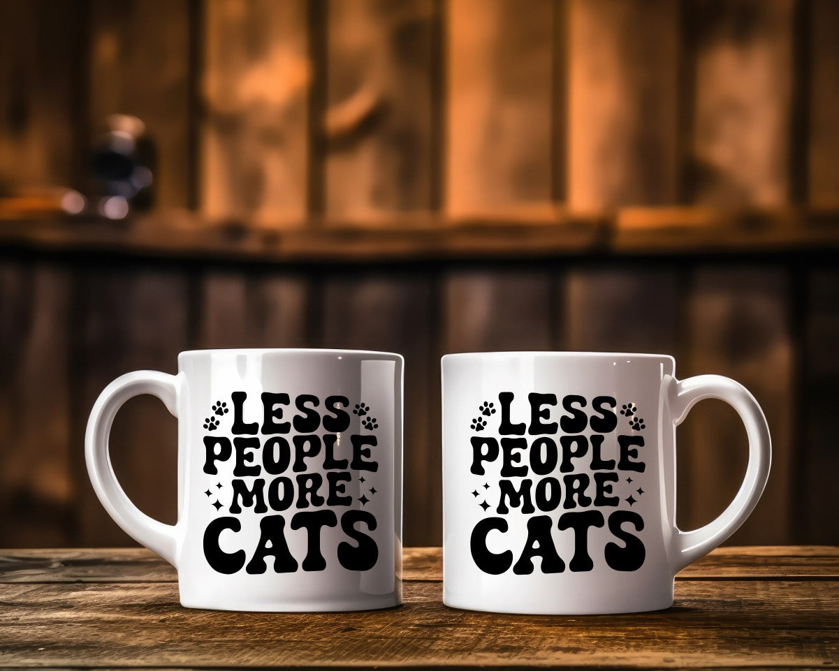 Less Cats More People Cat Saying, Quote Coffee Mug
