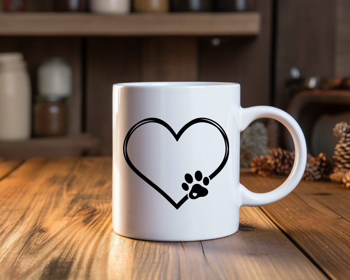 Paw In Heart Dog Saying, Quote Coffee Mug