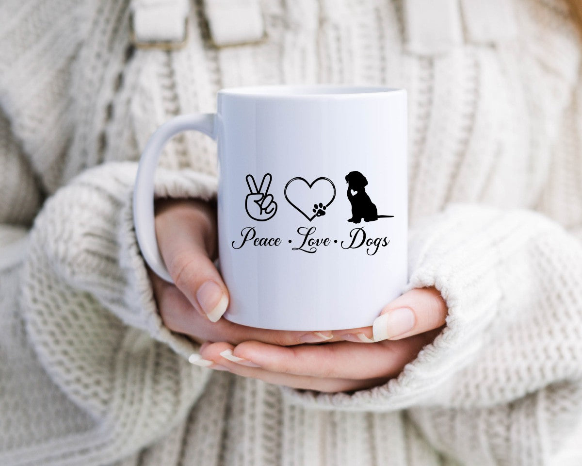 Peace Love Dogs Dog Saying, Quote Coffee Mug
