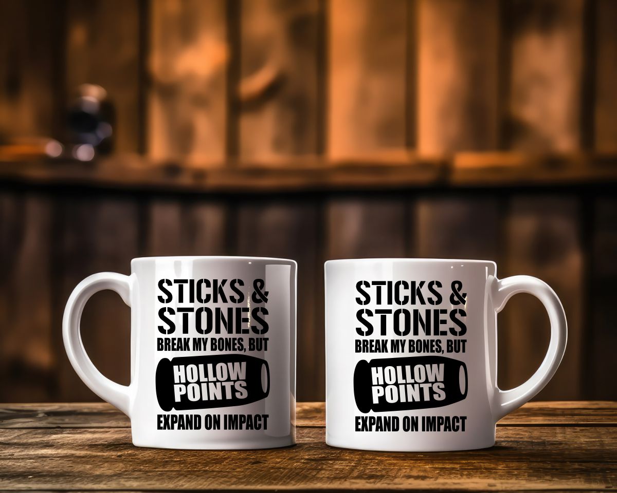 Sticks and stones break my bones but Patriotic/2nd Amendment Coffee Mug
