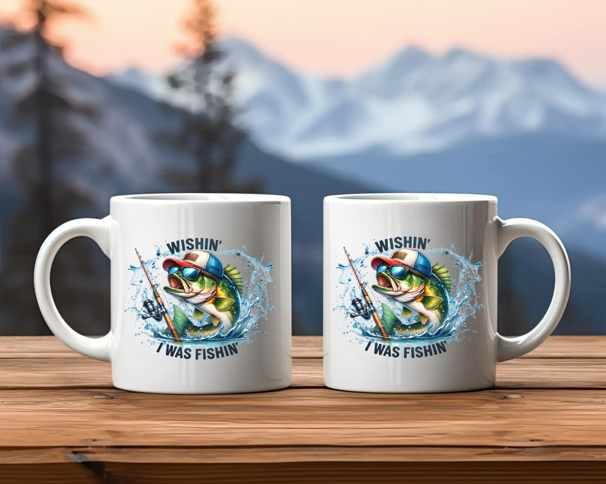 Wishin' I Was Fishin' Fishing Coffee Mug