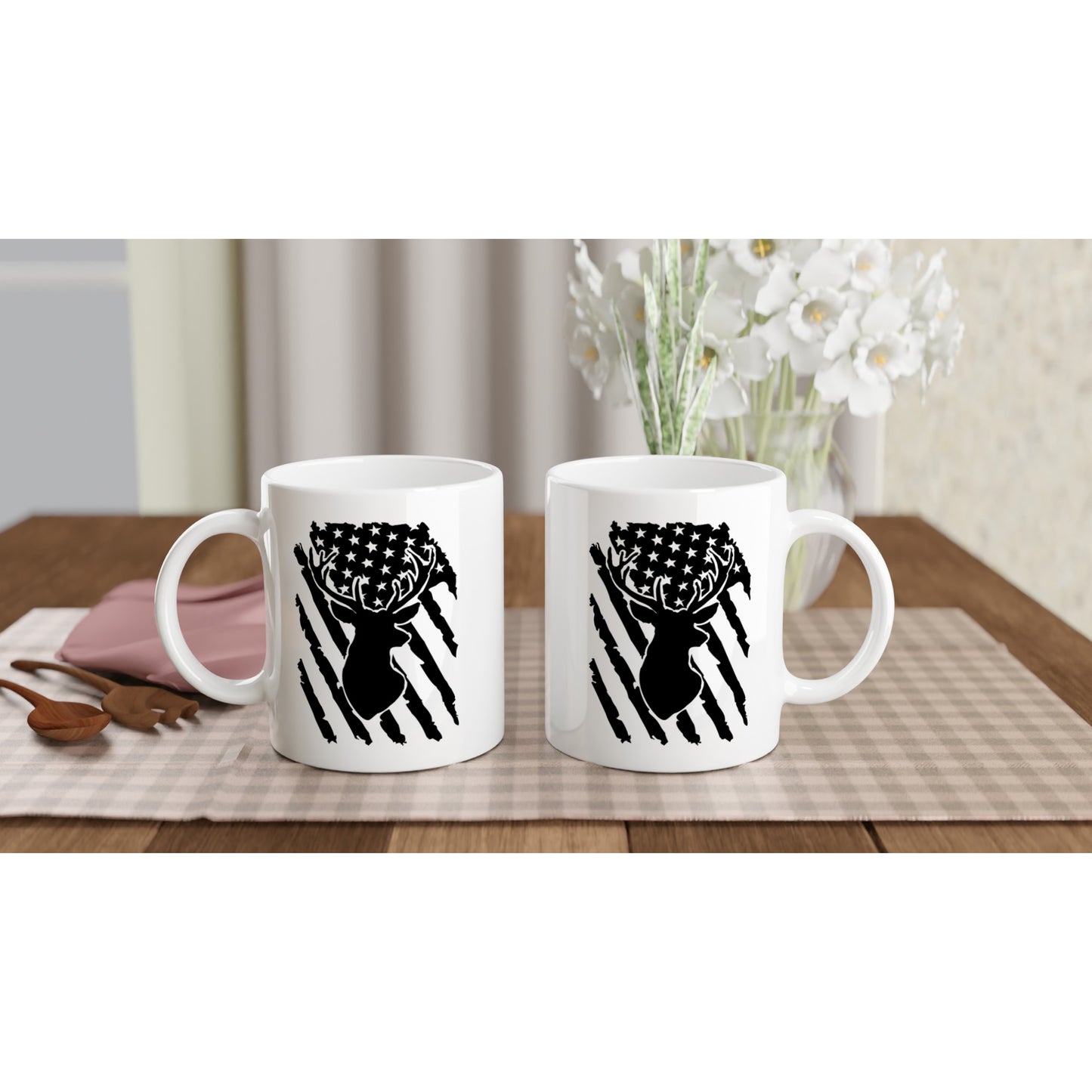 US Flag Deer Hunting Coffee Mug E
