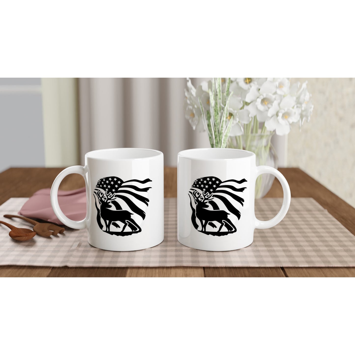 US Flag Deer Hunting Coffee Mug D