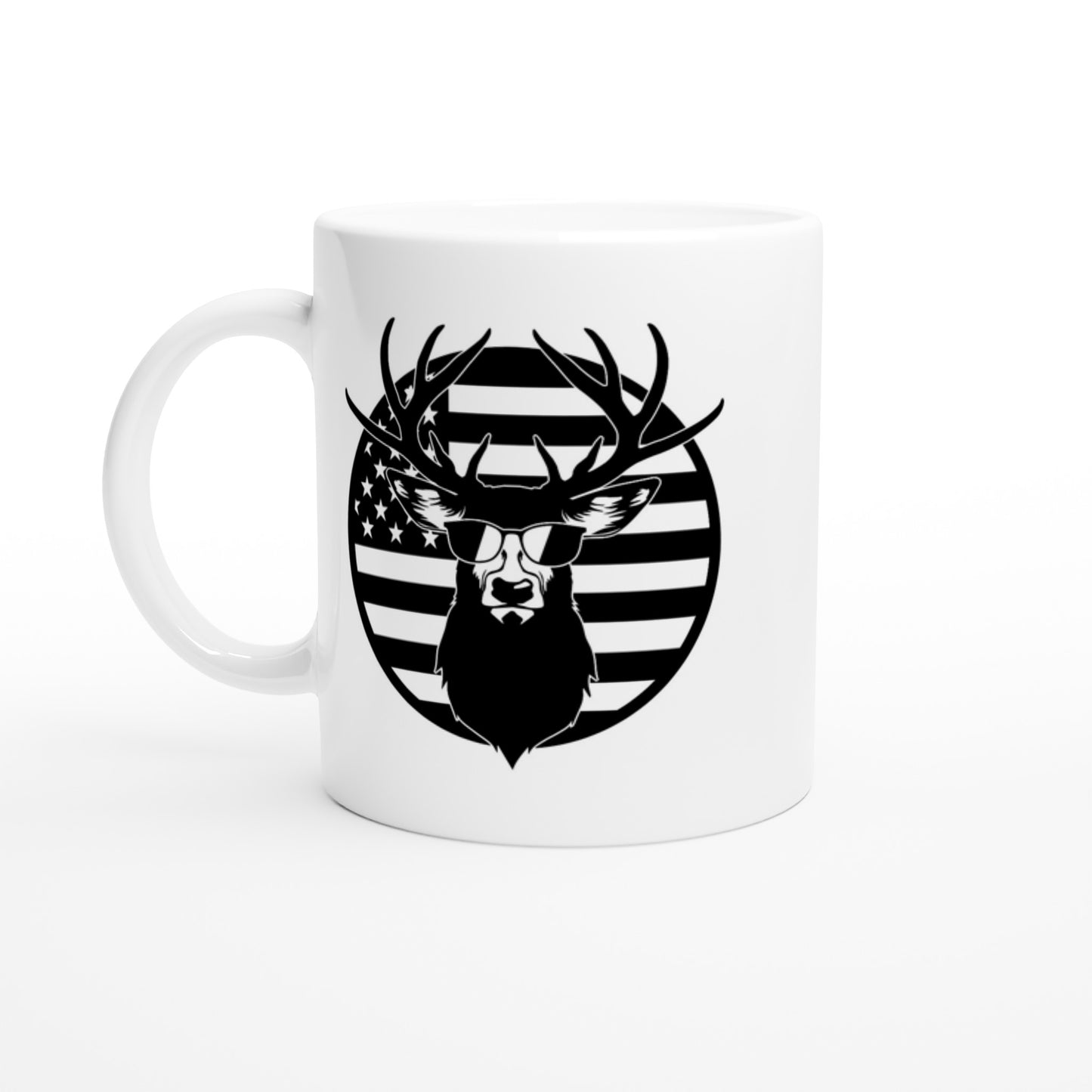 US Flag Deer Sunglasses Hunting Coffee Mug