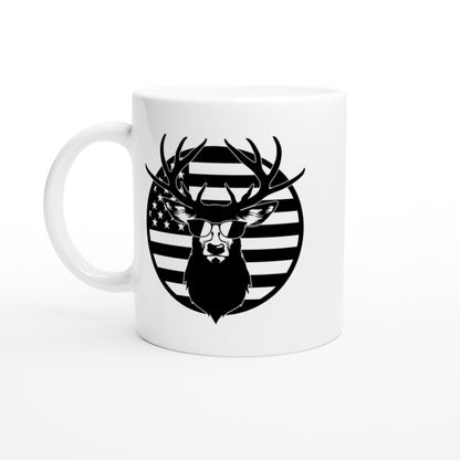 US Flag Deer Sunglasses Hunting Coffee Mug