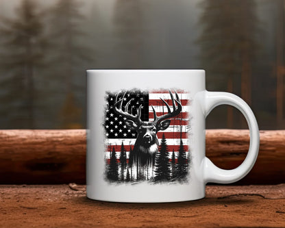USA Flag Buck Hunting Coffee Mug B