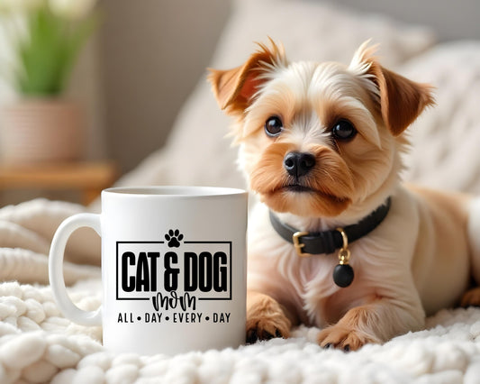 Cat & Dog Mom Cat Saying, Quote Coffee Mug