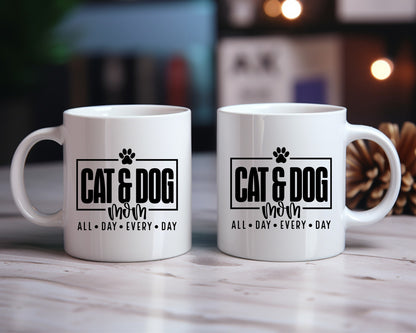 Cat & Dog Mom Cat Saying, Quote Coffee Mug