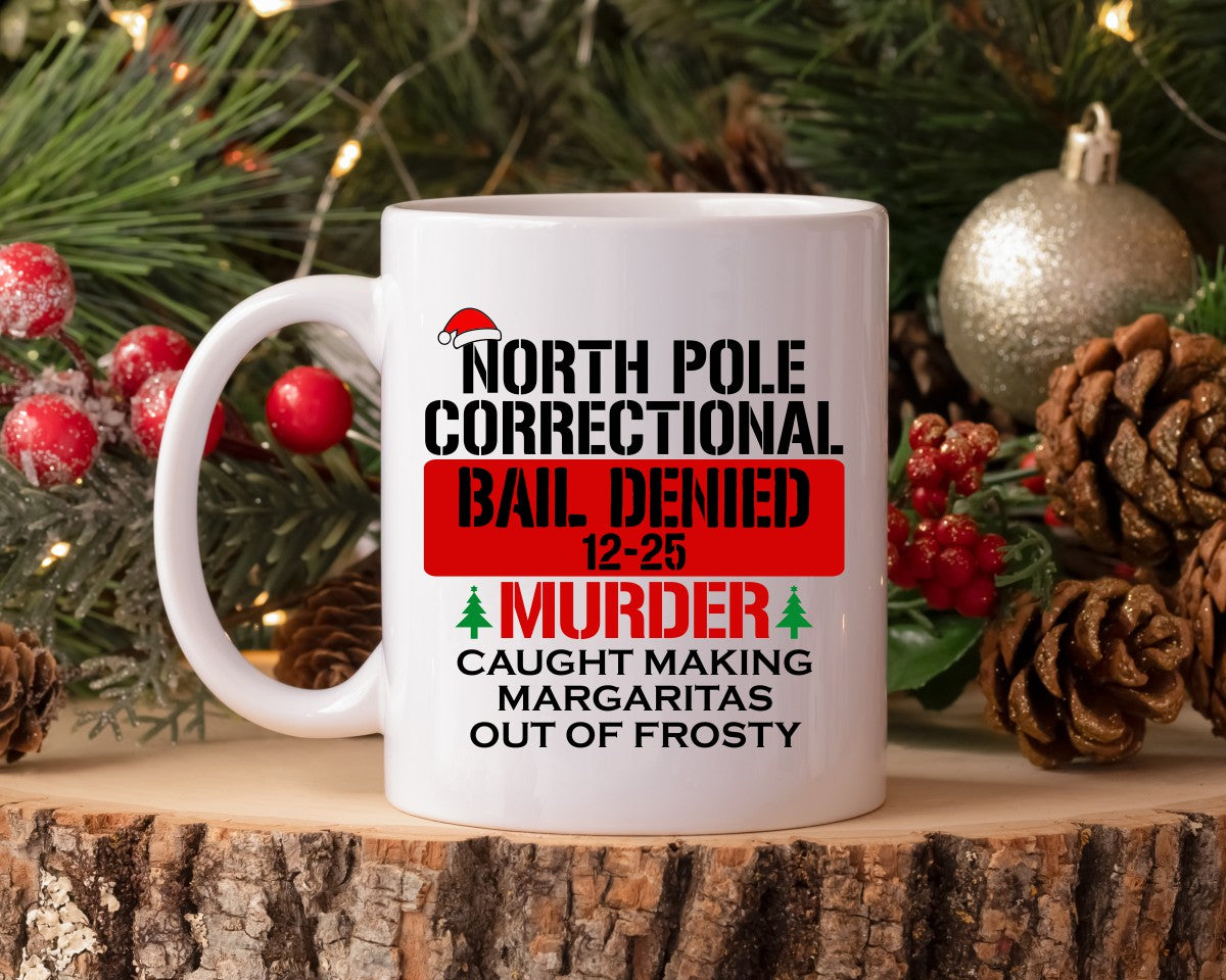 North Pole Correctional Caught Making Margaritas Out Of Frosty Christmas Coffee Mug