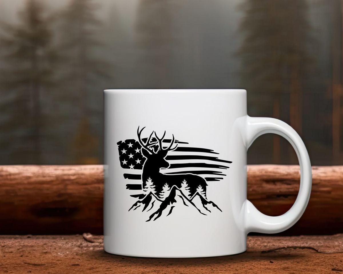 US Flag Deer Hunting Coffee Mug
