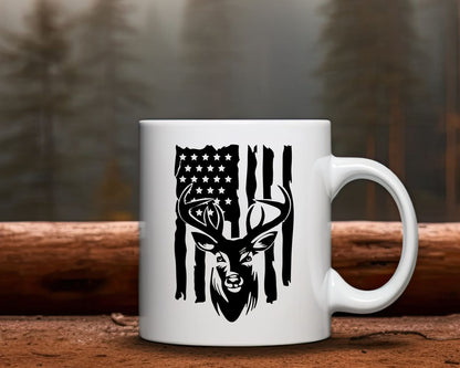 US Flag Deer Hunting Coffee Mug B