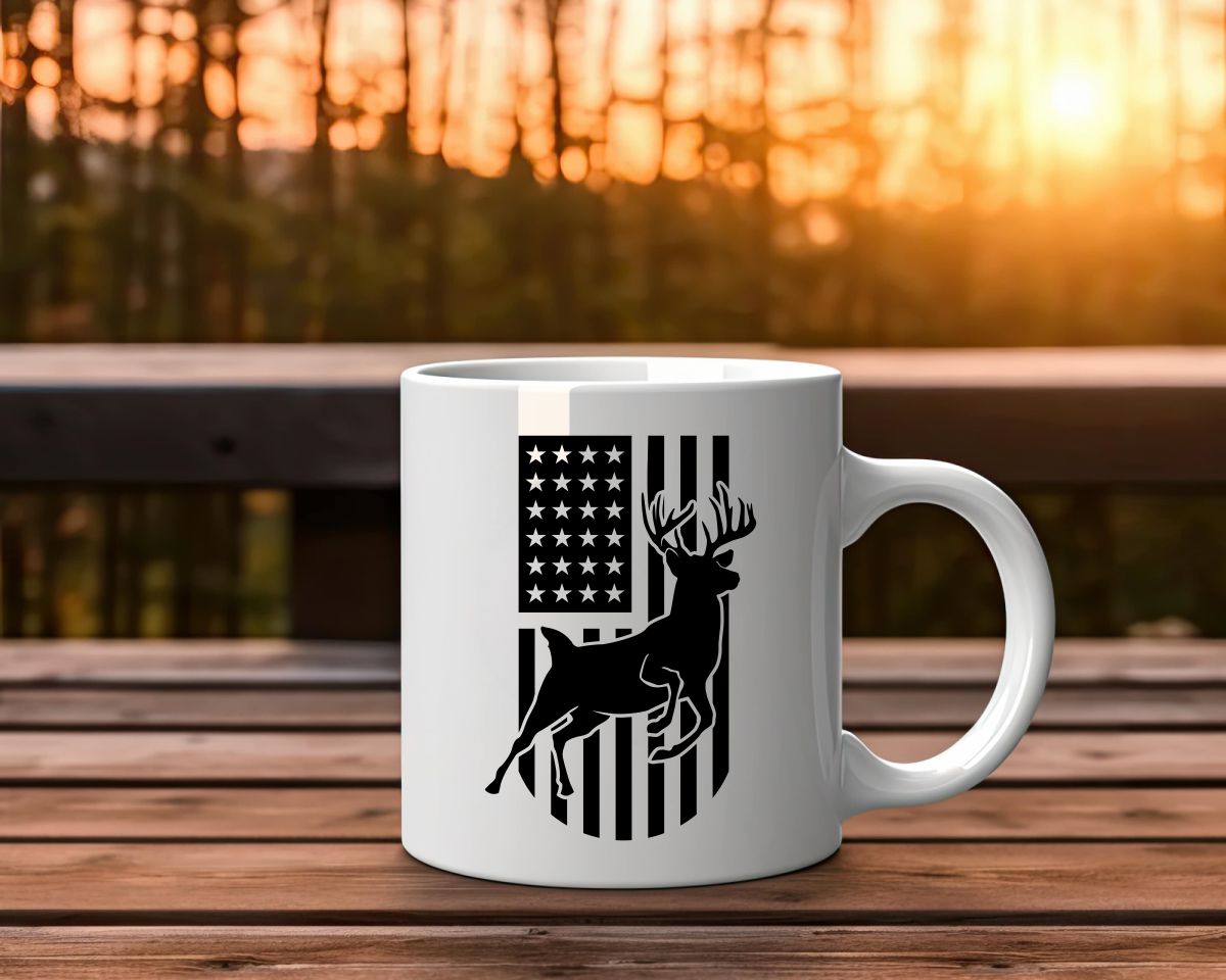 US Flag Deer Hunting Coffee Mug C