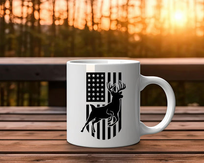 US Flag Deer Hunting Coffee Mug C