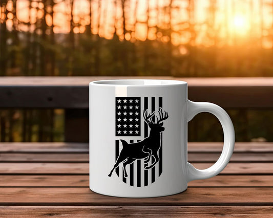 US Flag Deer Hunting Coffee Mug C