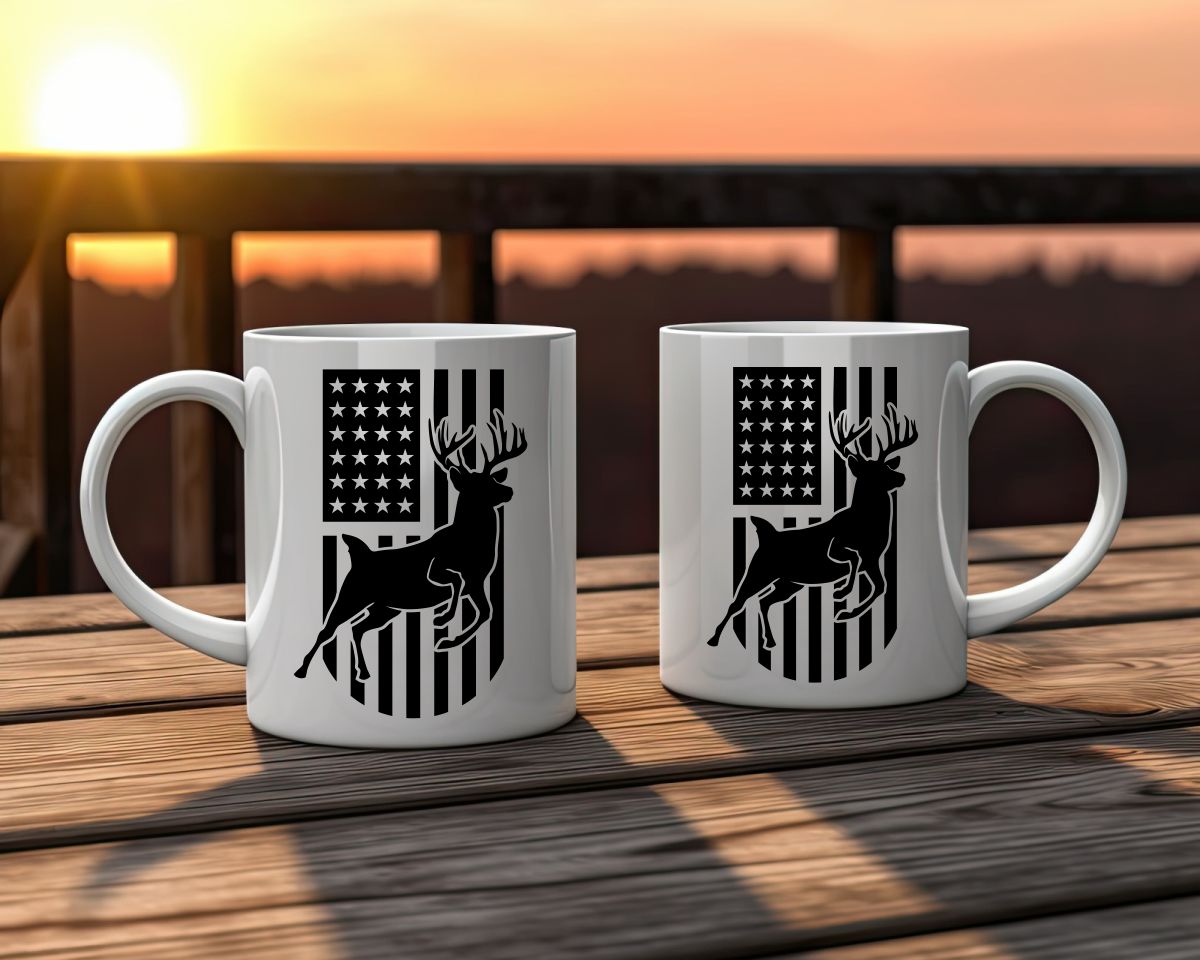 US Flag Deer Hunting Coffee Mug C