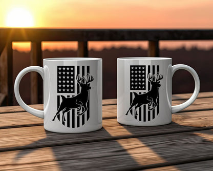 US Flag Deer Hunting Coffee Mug C