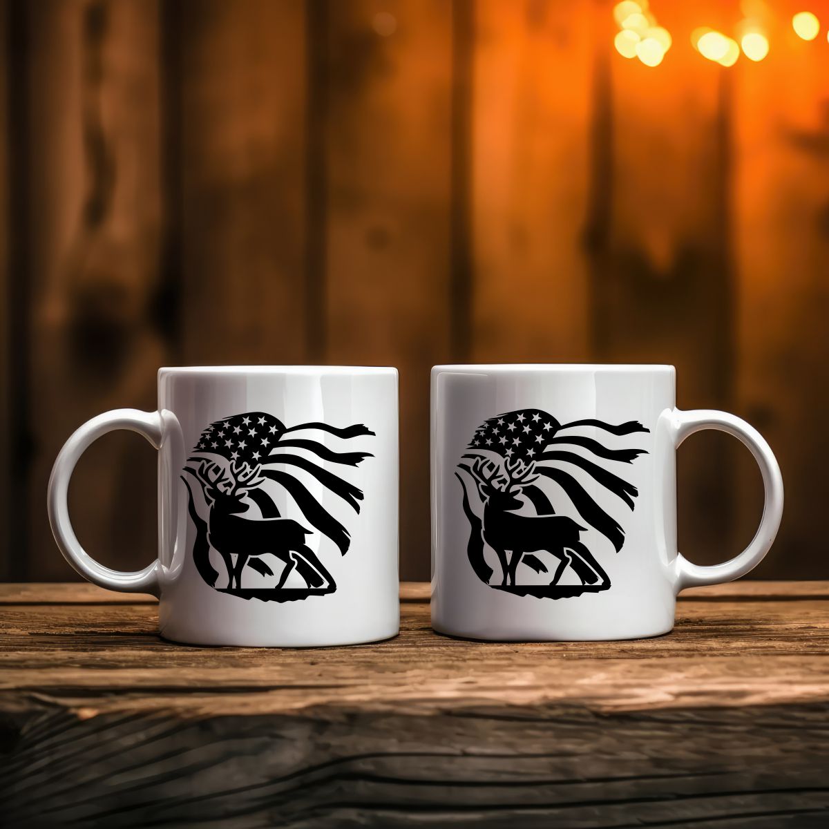 US Flag Deer Hunting Coffee Mug D