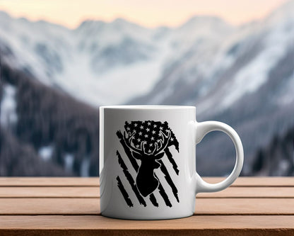 US Flag Deer Hunting Coffee Mug E