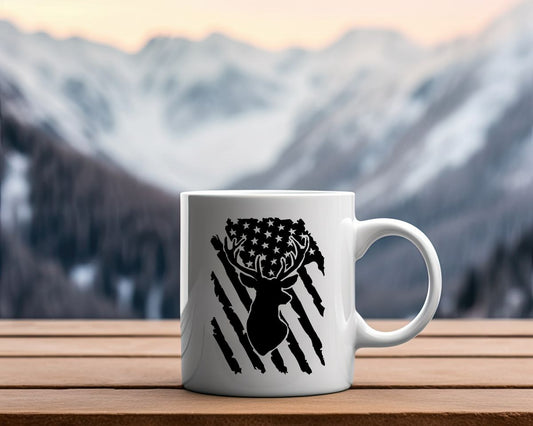 US Flag Deer Hunting Coffee Mug E