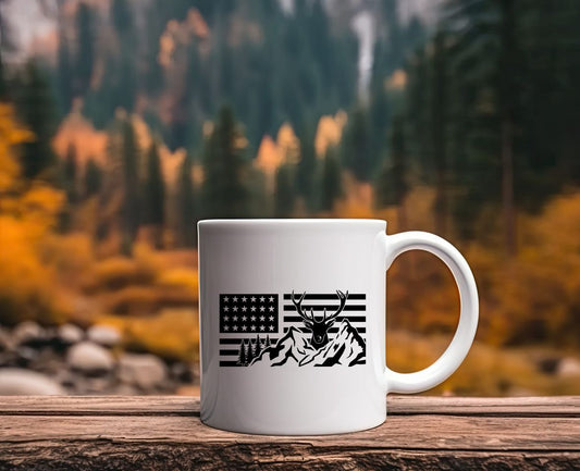 US Flag Deer Hunting Coffee Mug F