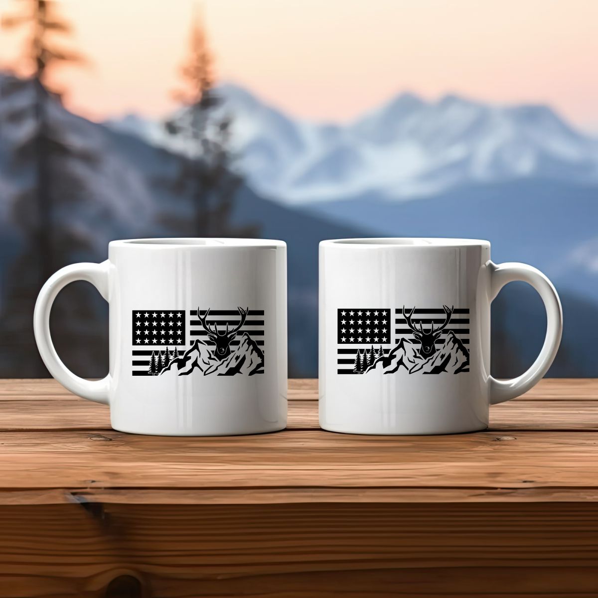 US Flag Deer Hunting Coffee Mug F