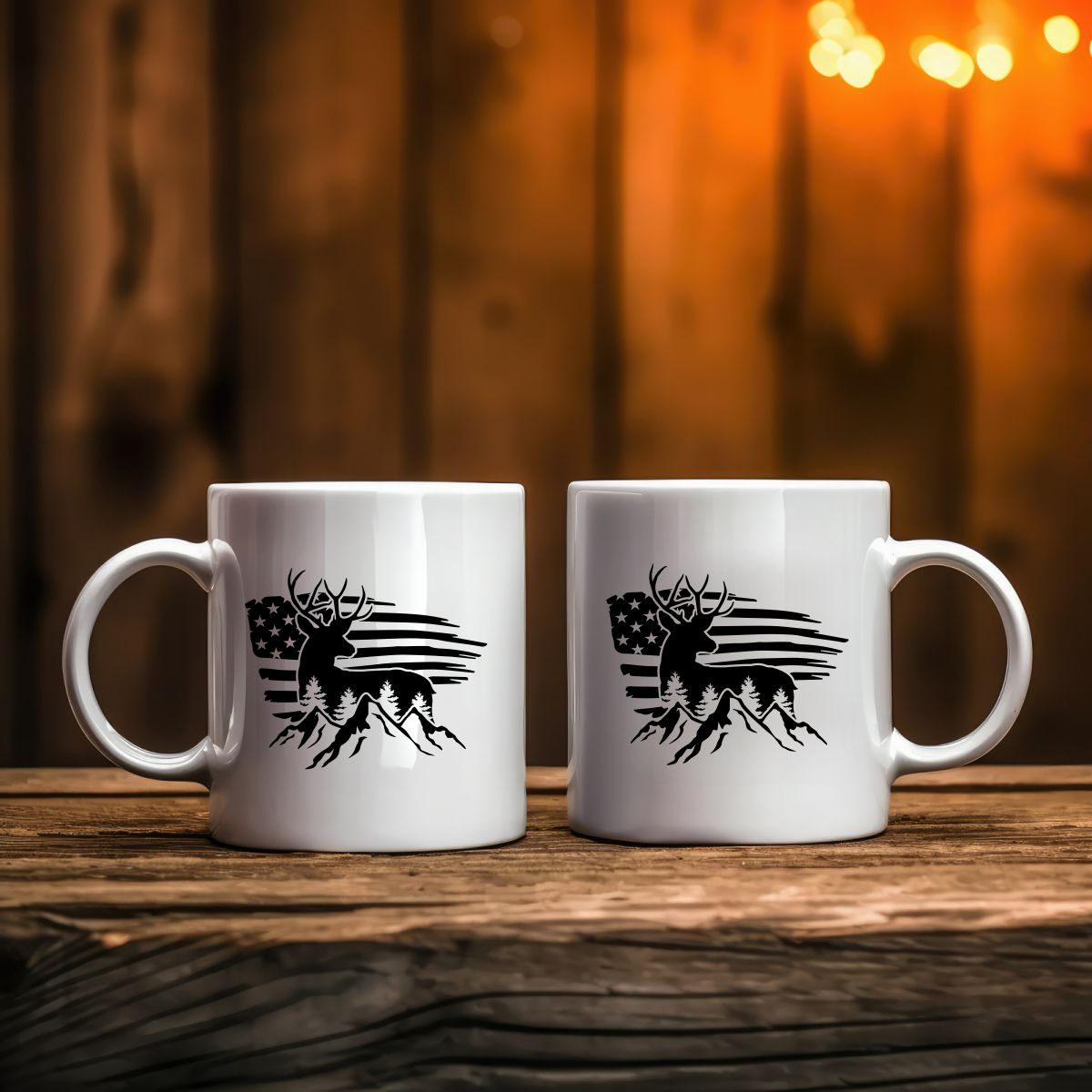 US Flag Deer Hunting Coffee Mug