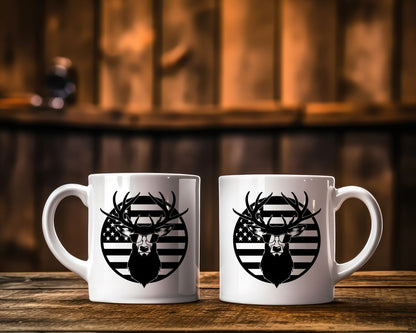 US Flag Deer Sunglasses Hunting Coffee Mug
