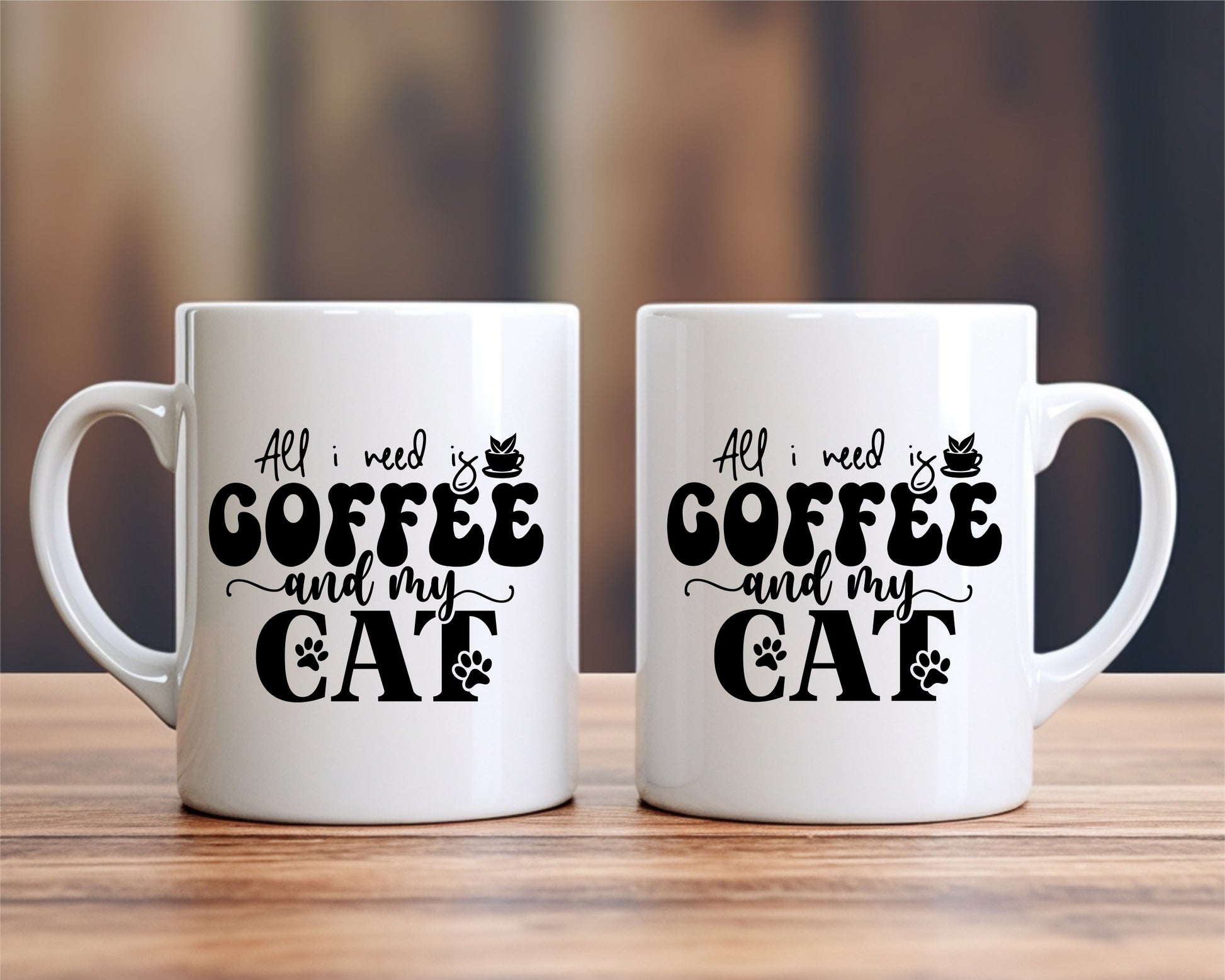 All I Need Is Coffee And My Cat Saying, Quote Coffee Mug
