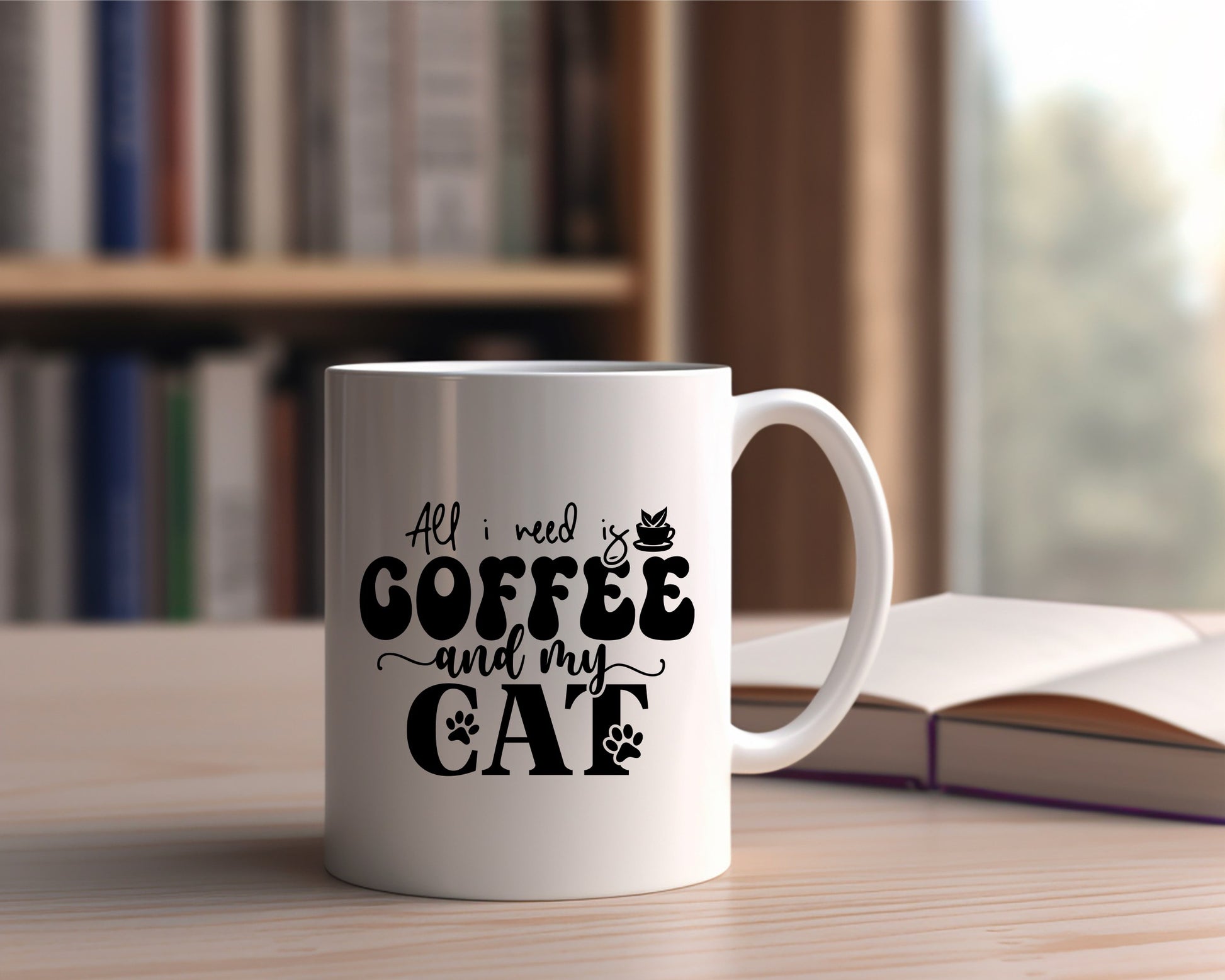 All I Need Is Coffee And My Cat Saying, Quote Coffee Mug