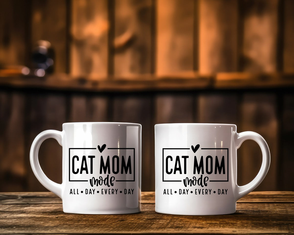 Cat Mom Mode Cat Saying, Quote Coffee Mug