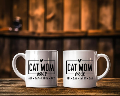 Cat Mom Mode Cat Saying, Quote Coffee Mug