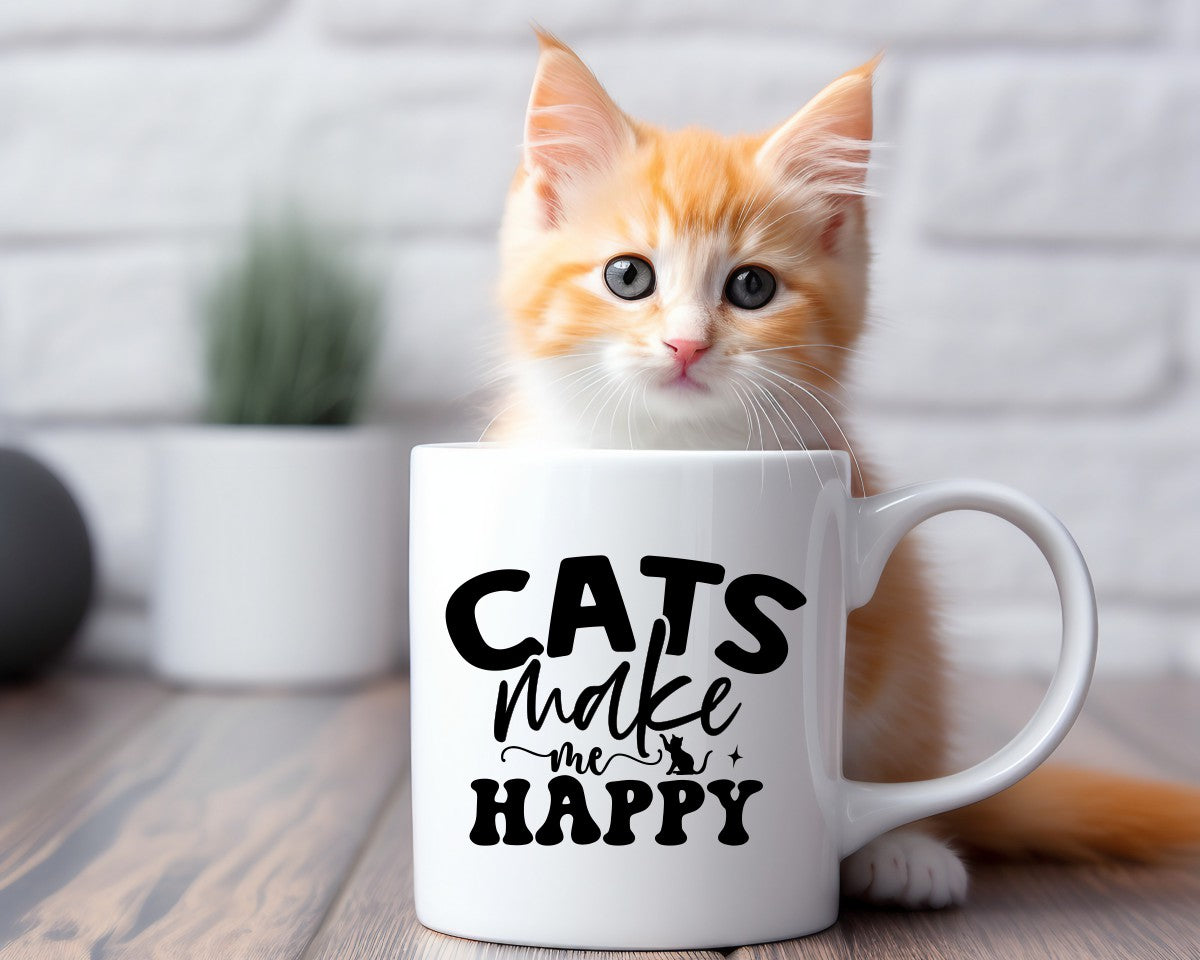 Cats Make Me Happy Cat Saying, Quote Coffee Mug