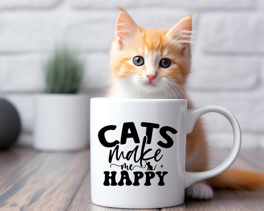 Cats Make Me Happy Cat Saying, Quote Coffee Mug