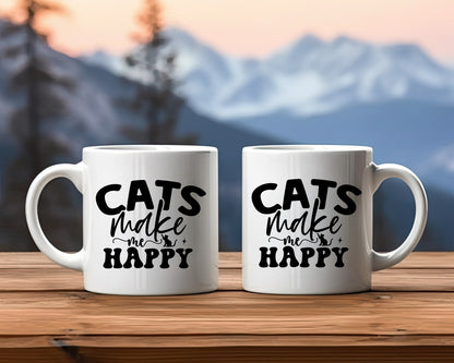 Cats Make Me Happy Cat Saying, Quote Coffee Mug