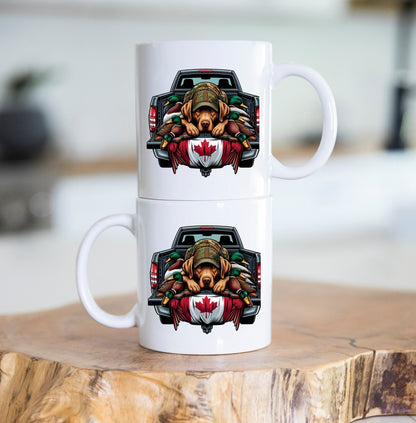 Dog Truck And Canada Flag Hunting Coffee Mug