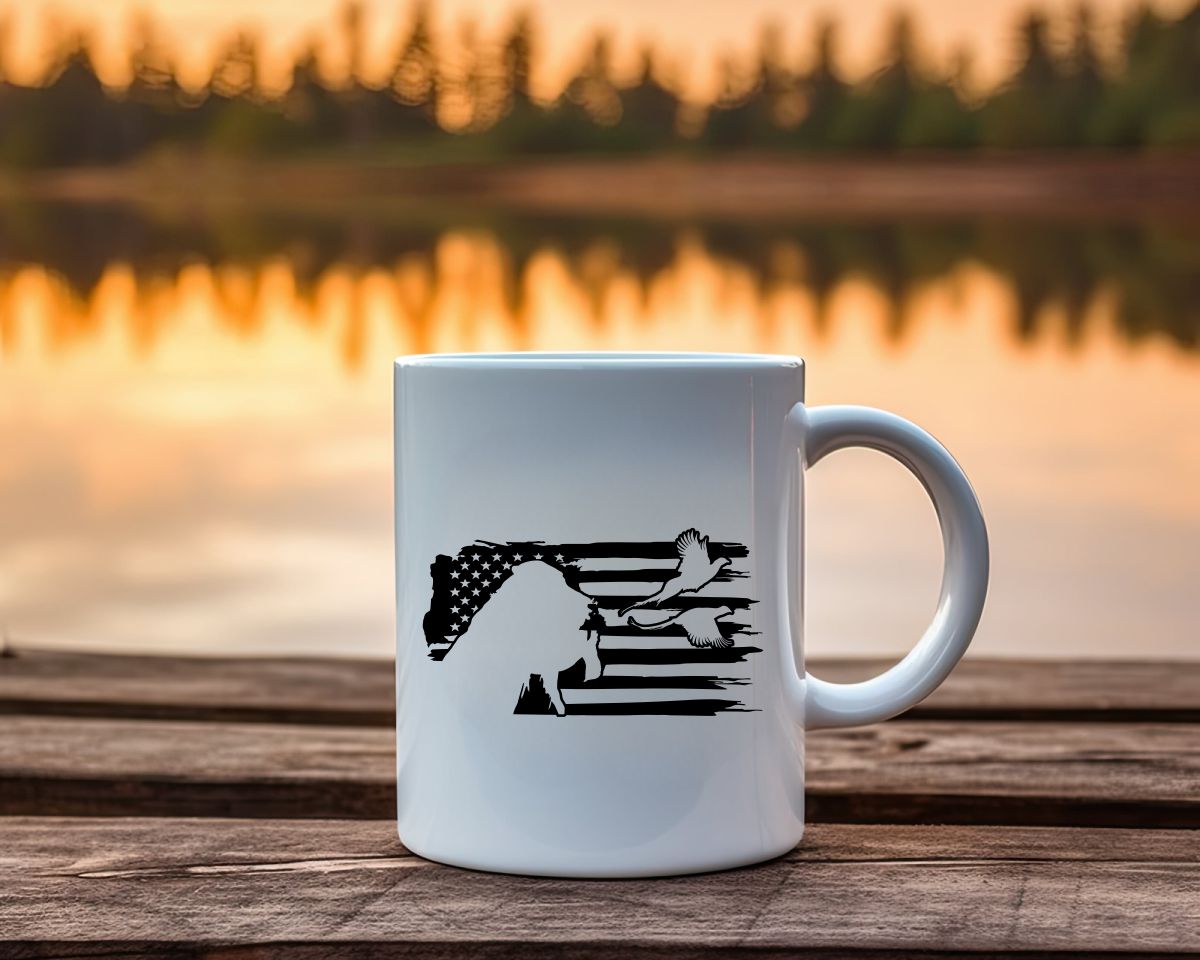 Dog Pheasants US Flag Hunting Coffee Mug