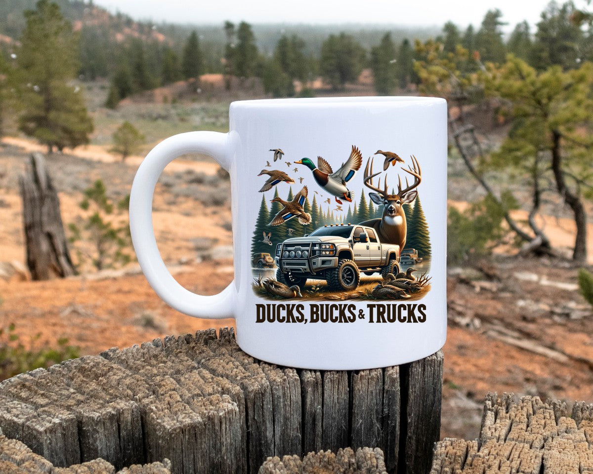 Ducks Bucks & Trucks Hunting Coffee Mug