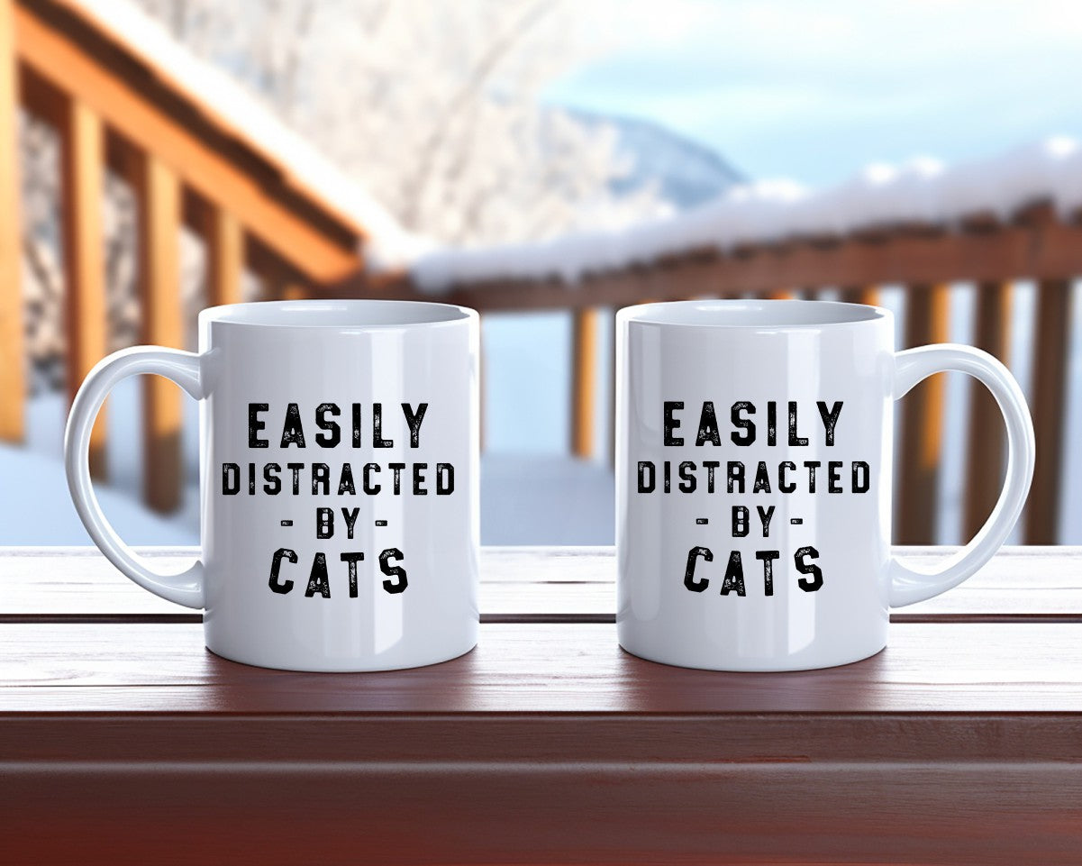 Easily Distracted By Cats Cat Saying, Quote Coffee Mug