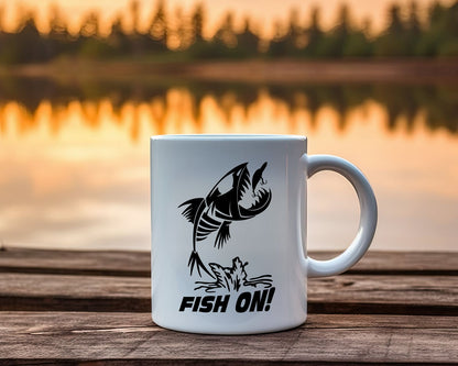 Fish On Skull Bone Fishing Coffee Mug