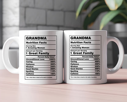 Grandma Nutrition Facts Grandma Coffee Mug