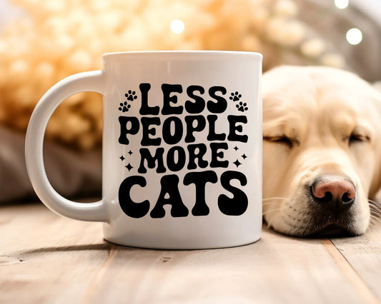 Less Cats More People Cat Saying, Quote Coffee Mug