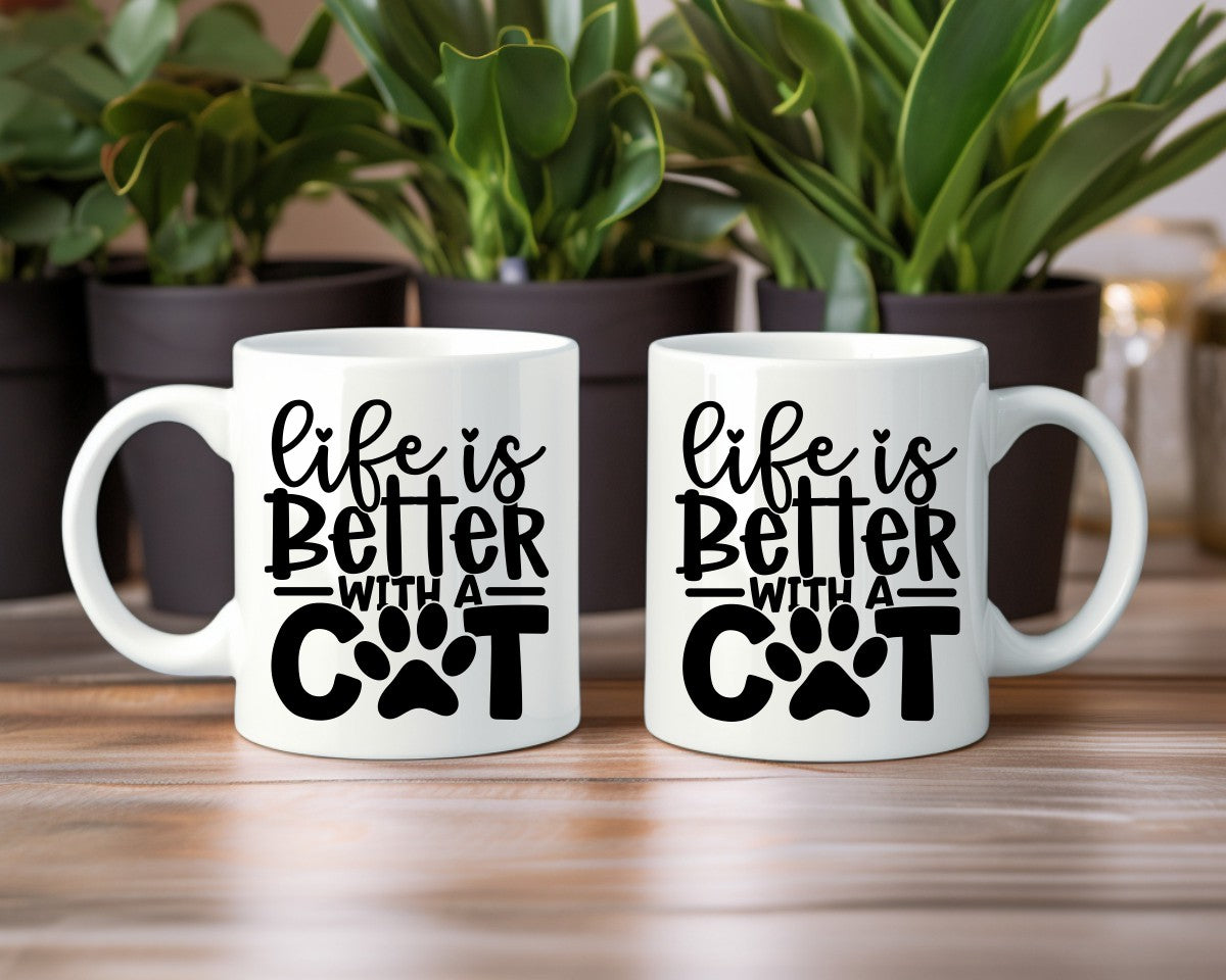 Life Is Better With A Cat Cat Saying, Quote Coffee Mug