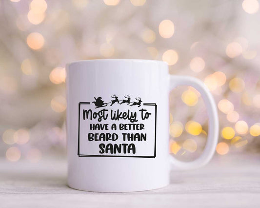 Most Likely To Have A Better Beard Than Santa Christmas Coffee Mug