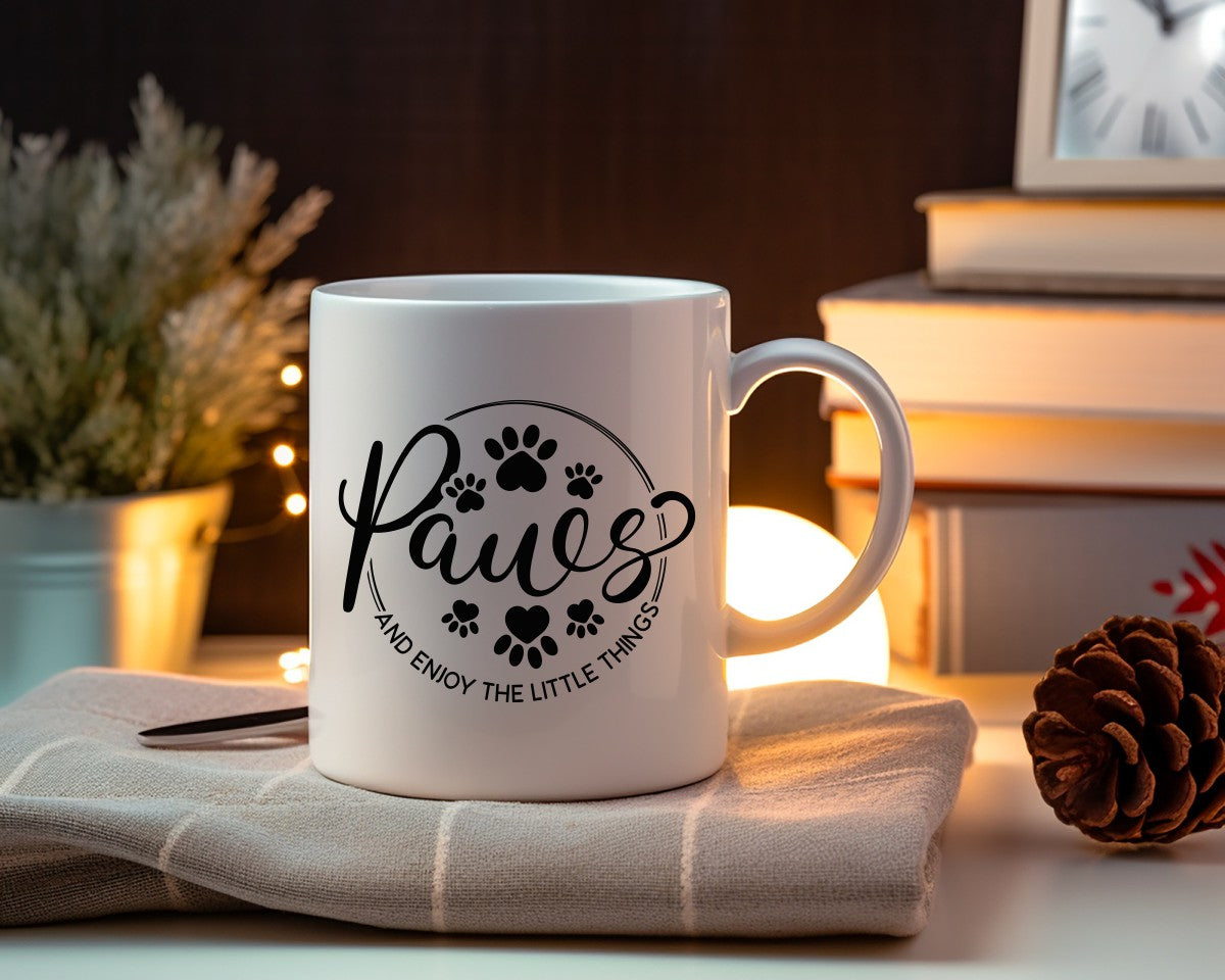 Paws And Enjoy The Little Things Dog Sayings Coffee Mug