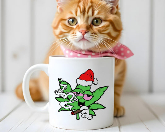 Santa Hat Pot Leaf Marijuana Weed Coffee Mugs